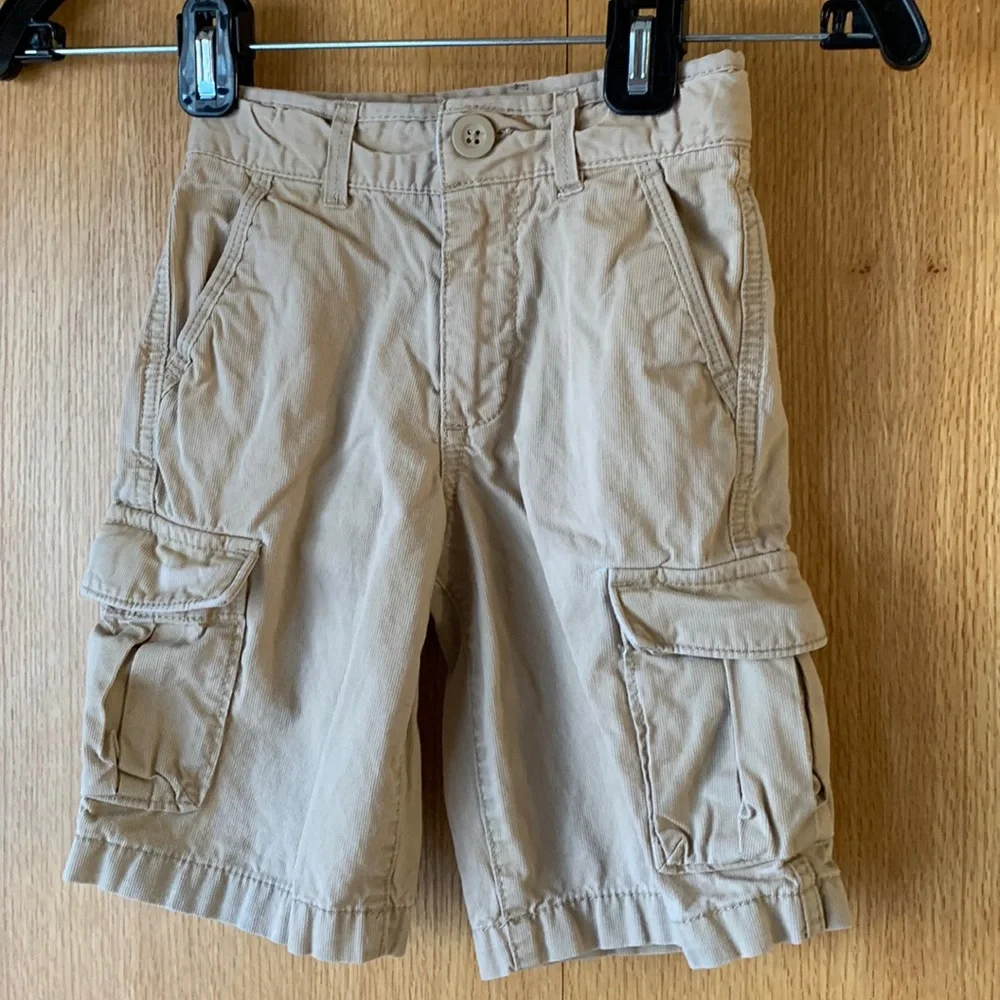 Baby Gap boy size 4 khaki cotton adjustable waist cargo shorts heavy duty VGUC